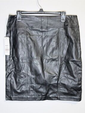 Dana Buchman Black Faux Leather Pencil Skirt